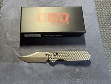 GEO Knife Ethereal Cutter Axis Lock Gray Titanium Folding M390 Knife 2401A picture