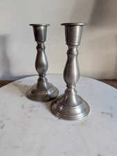 Woodbury Pewterers Candlesticks Pair Vintage Pewter Colonial Early American picture