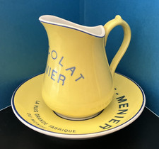 Rare Antique Chocolat Menier Pitcher and Saucer Set Vintage Café Pichet France picture
