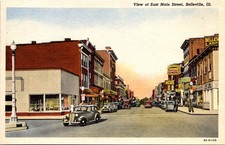 Belleville East Main Street antique Cars Illinois Postcard E101 picture