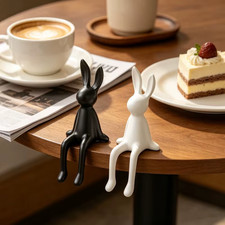 **3D Printed Rabbit Figurine Shelf Edge Ornament - Minimalist Bunny Desk Decor** picture
