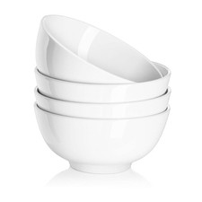 DOWAN 22 OZ White Ceramic Bowls Set of 4 - Perfect for Soup 22 OZ, Soft picture