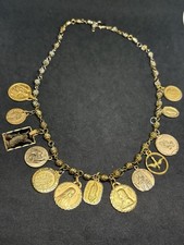 Vtg Gold Filled Pilgrim Catholic Saint Medal Necklace Charm St Patrick Cathedral picture