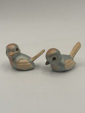 Pair Of Hand painted Bird Figurines Blue Glossy picture