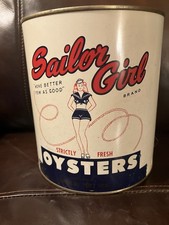 Vintage NOS Sailor Girl Oyster Can One Gallon No Lid  picture