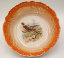 Vintage RCW Bavaria Pheasant Bird Bowl Orange Color Scalloped Border Luster ware picture