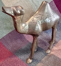Antique Brass Camel 3 1/4” Tall Figurine Statue Original Handy Crafted Engraved picture