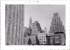 Midtown Manhattan Skyline with Chrysler Building, 1956 NYC B&W Snapshot Photo picture