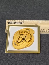 Vtg Jafra Cosmetics 50th Anniversary Lapel Pin Award Gold Tone 50 Years Globe picture