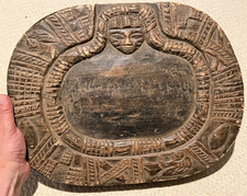 Vintage West African Divination Plate, Hand Carved Wood, Patina, Good Condition picture