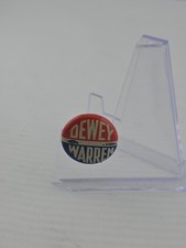 1948 Dewey Warren Presidential Campaign Jugate Buttons, Vintage Pinback Pair picture