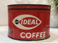 Vintage Acme Ideal Coffee Tin Philadelphia PA Red Kitchen Decor picture