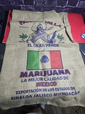 Vintage Pancho Villa Burlap Sack Mexican Flag 50 Kilos Sinaloa Jalisco Ross 2002 picture