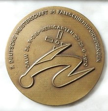 Vintage 7th German Championship in Parachuting Bronze Medal 1970 picture