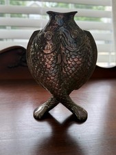 Vintage CHRISTOFLE France DEUX POISSONS Double Fish Silver Plated Vase picture
