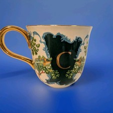 Lou Rota For Anthropologie Nature Table Monogram “C” coffee Mug Gold Accents tea picture