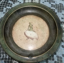 RARE VTG Just Andersen Danish Bronze Plate Flat Etched Mermaid S Christian 1890 picture