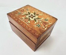 Vintage Hand Painted Wooden Jewelry Trinket Box Floral Folk Painting wood box picture