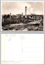 1939 Pompeii Temple of Jupiter Vesuvius Smoking RPPC Italy Postcard Carcavallo picture