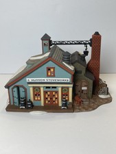 1996 Department 56 New England Village J Hudson Stoveworks 56574 w/Box & Light picture