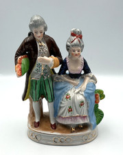 Vintage Occupied Japan Colonial Courting Couple Porcelain Figurines Pair 7