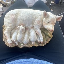 Vintage Momma Pig And Baby Piglets Figurine Homco Masterpiece Porcelain 1985 picture