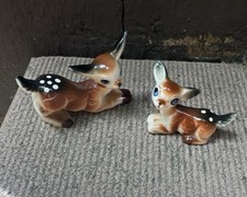 Vintage Porcelain Fawn Deer Figurines Set Of Two ￼ picture