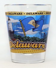 DELAWARE STATE WRAPAROUND SHOT GLASS SHOTGLASS picture