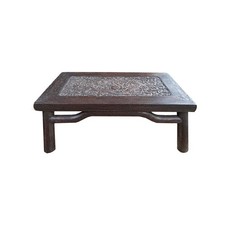 Brown Oriental Round Legs Dragon Motif Rectangular Display Table Stand GB638 picture