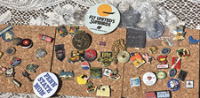 Huge Wholesale Lot 45+ Vintage Lapel Pin, PInbacks Medals & kEychain-NO clutches picture