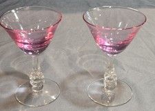 Pair Tiffin Franciscan Wistaria Pink Champagne Tall Sherbet Glasses picture