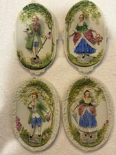 Vintage Occupied Japan Porcelain Wall Plaques Set of 4 Victorian Man Woman picture