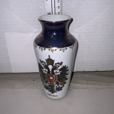 Vintage Vienna Austria Hassenpflug Porcelain Vase Imperial Eagle Gold 6