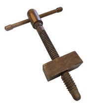 Antique Wooden Bench Leg Vise Screw and Nut - 24