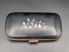 Victorian Antique Papier-Mâché Cigarette Case - Mother of Pearl German Script picture
