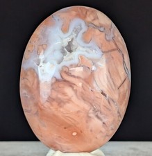 Antique Pink Agate Palmstone Petal Lace Palm Stone Crystal Chakra Gemstone picture