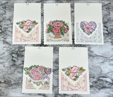 Olympicard Vtg 90’s Stationary Embossed Die Cut Romantic Birthday Card Set Of 5 picture