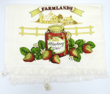 Vintage Franco STRAWBERRY JAM Kitchen Dish Hand Towel Made in USA 24”x 18” NEW picture