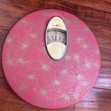 Vtg Retro 1950’s Mid Century Modern house of fiske bathroom scale Pink Starburst picture