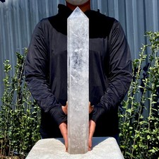 8.48LB Natural clear quartz obelisk white crystal energy column Healing picture