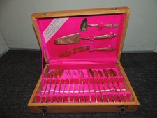Vintage Johny's Gems Thailand Flatware Set in Wooden Case picture