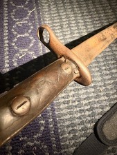 WWI Era US M1917 / British P1913 Bayonet 17” Blade Wood Grips Original Antique picture
