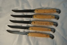 5 Vintage Queen Cutlery Crowned Q  Steak Knife Bone / Stag Handle picture