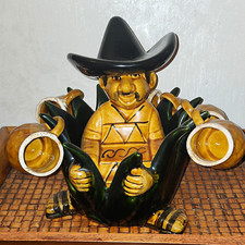 Vintage Ceramic Mexican Tequila Decanter Man in Agave Plant with Shot Glass Set. picture