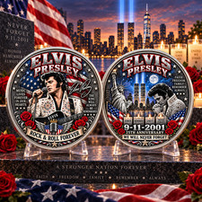 9/11 25th Anniversary Challenge Coin Elvis Presley Tribute We Will Never Forget picture