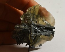 Stibine Crystals on a Calcite Crystal 60g Stilbine Stibnite picture