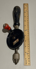 Vtg STANLEY No. 11214 Egg Beater Style Hand Crank Drill USA Wood Handle picture