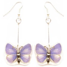 Udara dilecta purple preserved real butterfly wing earrings picture