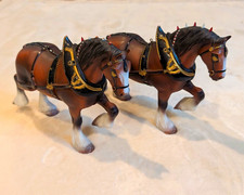 2 Anheuser Busch Budweiser Clydesdale Horses Vintage 1960's Plastic 11