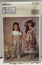 Butterick 5345 Size 4-5-6 Dress Party Pants, Hat, Dolls Party Pants *PREOWNED*  picture